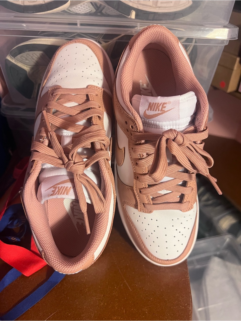 Nike Women's Low-Top Sneakers in Dusty Pink and White